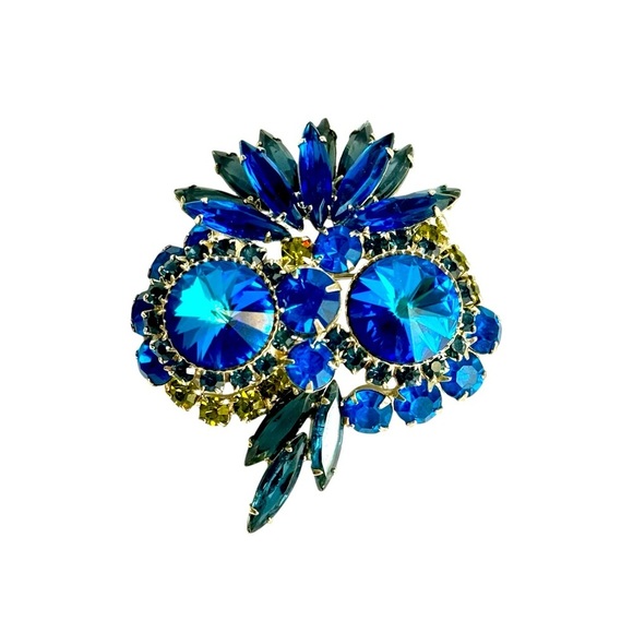 Juliana Owl Brooch Peacock Blue Margarita Stones Vintage...
